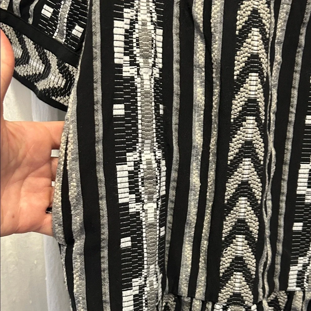 Chico's Dress Women’s L Black/White Aztec 3/4 Sleeve Tiered - Picture 6 of 16